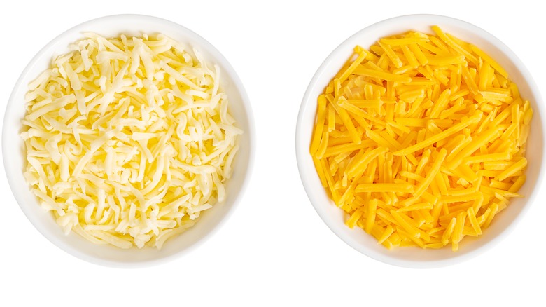 grated mozzarella and cheddar
