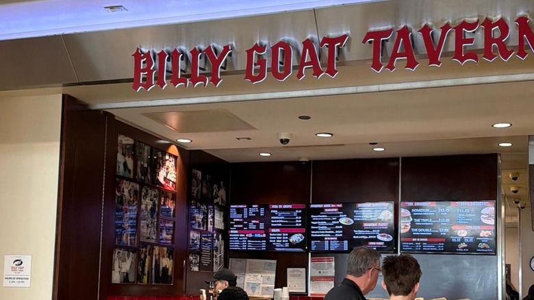 View of counter at Chicago O'Hare's Billy Goat Tavern