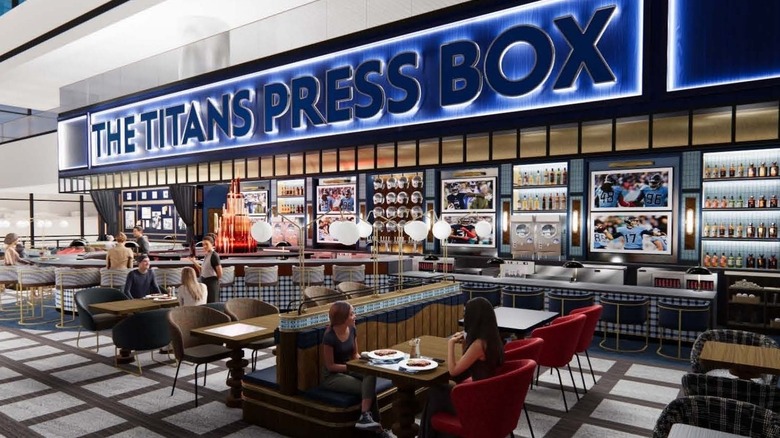 View of The Titans Press Box bar in Nashville airport