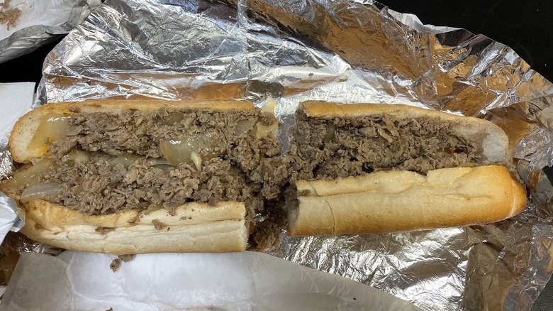 Philly Cheesesteak on tin foil