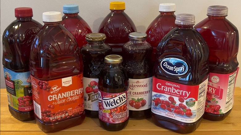Bottles of cranberry juice