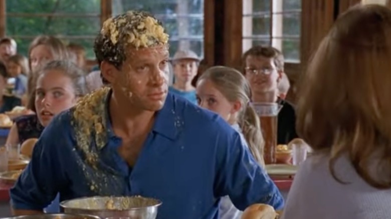 Steve Guttenberg is seen with food over his head, in a still from the food fight scene in "It Takes Two"