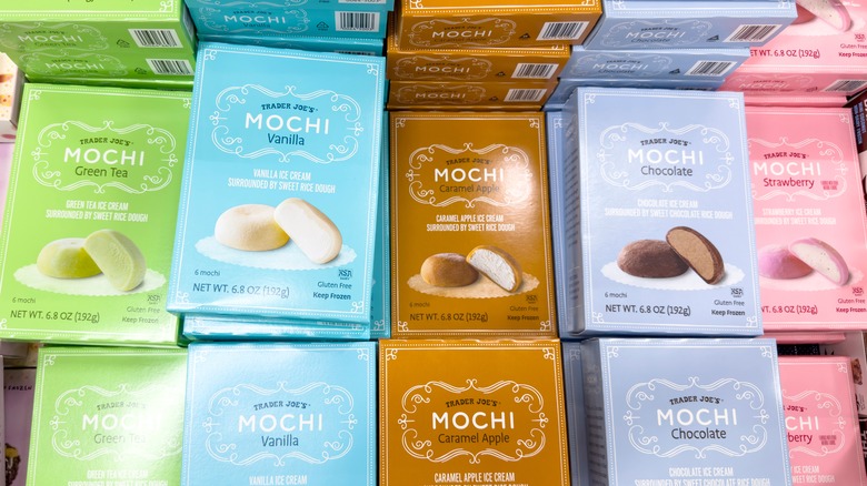 A closeup on a selection of mochi flavors at Trader Joe's