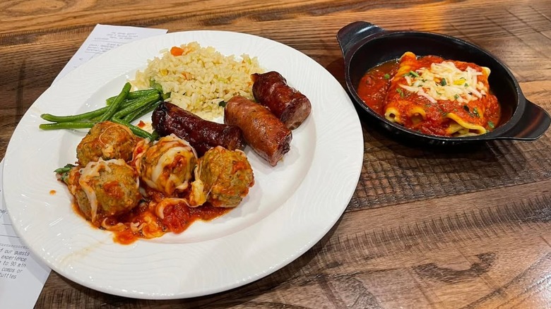 A plate of food at The Grand Buffet, Reno