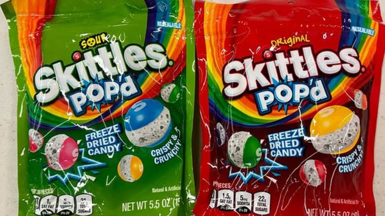 Bags of Freeze Dried Skittles in two flavors