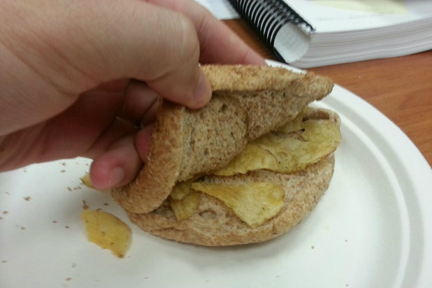The Sad Potato Chips on a Sandwich