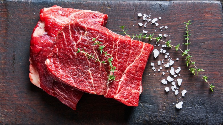 Flat iron cuts of steak