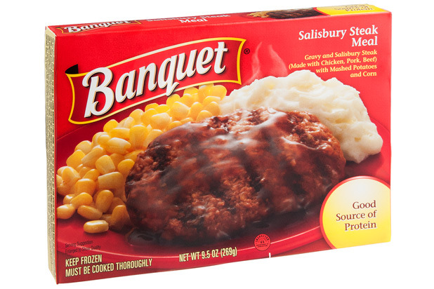 8.) Banquet, Extra Helping Salisbury Steak Dinner