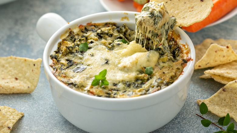 Spinach dip with chips
