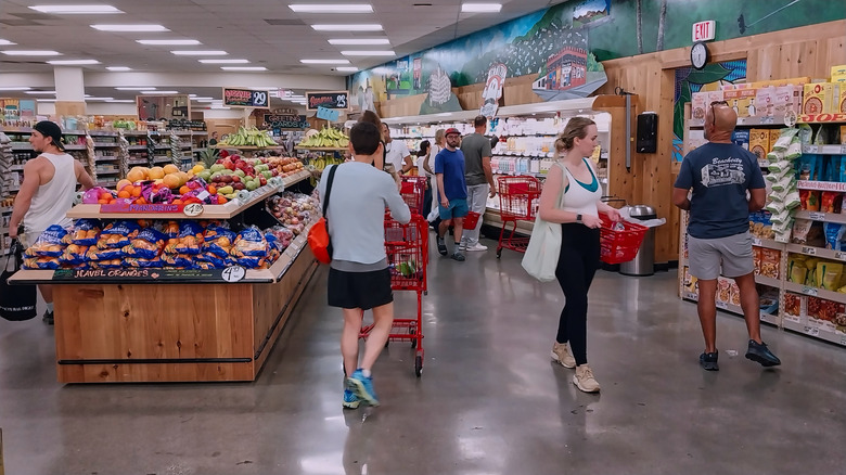 Shoppers in a Trader Joe's supermarket