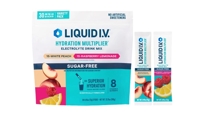 Liquid I.V. variety pack of white peach and raspberry lemonade