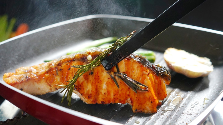 searing salmon in nonstick pan