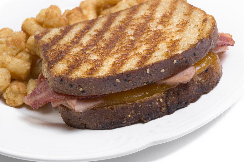 Almond Butter and Marmalade Sandwich with Turkey Bacon 