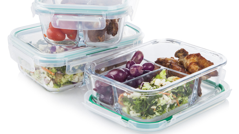 Clear glass food-prepping containers