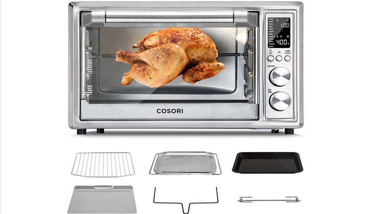 COSORI 12-in-1 Air Fryer Toaster Oven with rotisserie chicken
