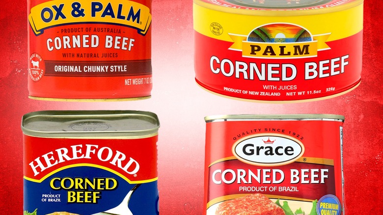 tins of canned corned beef