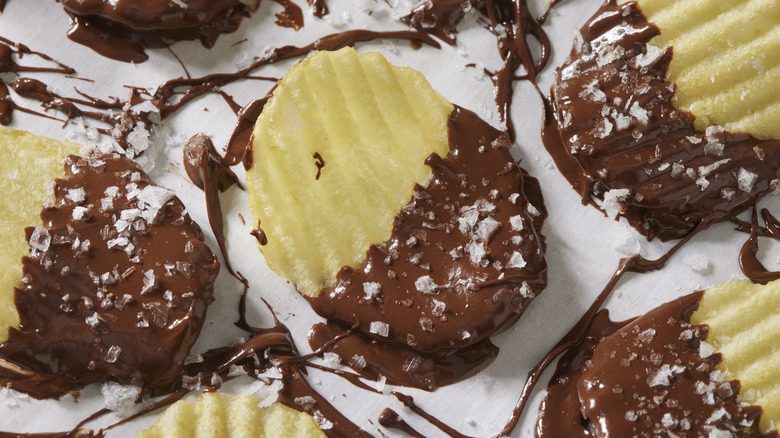 Chocolate and salt dipped madeleines