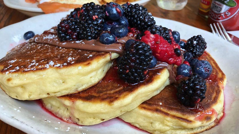 Bubby's Nutella pancakes with berries