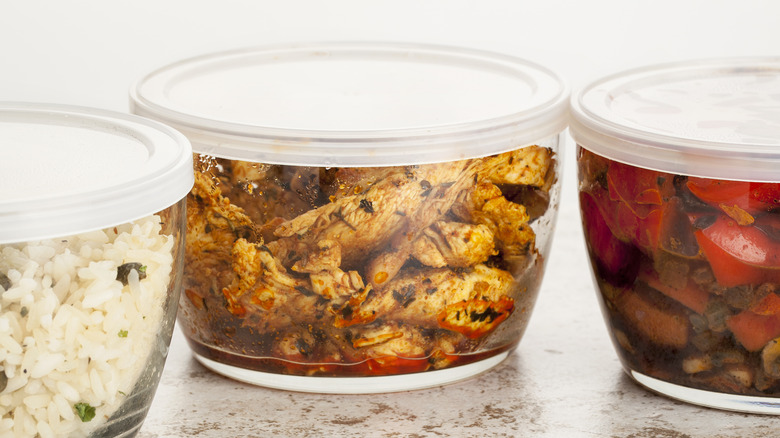 Leftover chicken in container