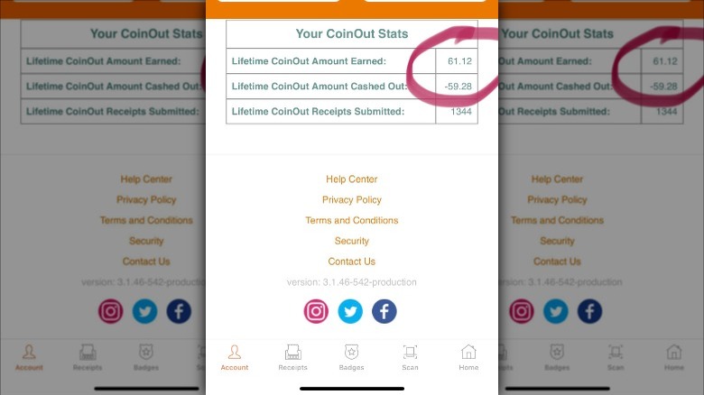 CoinOut reward screen stats 