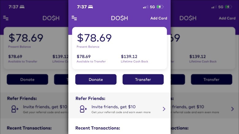 Dosh rewards screen