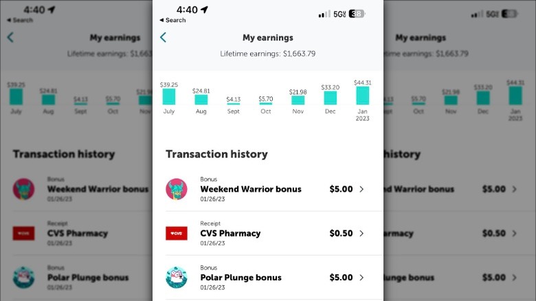 Ibotta earnings screen on phone 