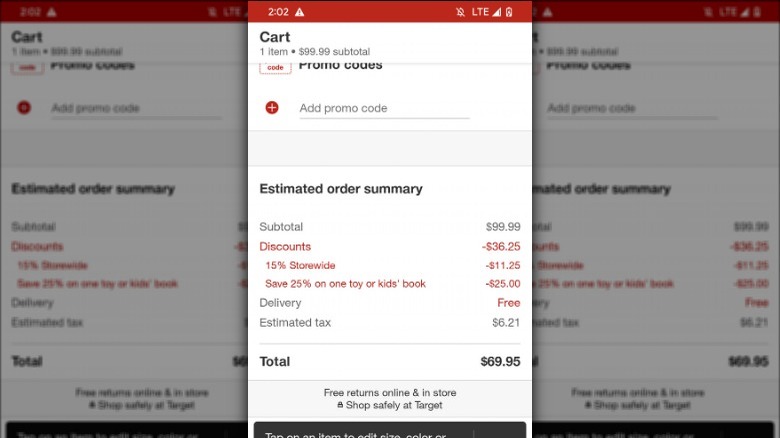 Target rewards screen