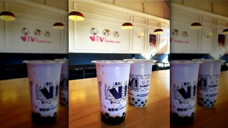 Vivi boba drinks on counter