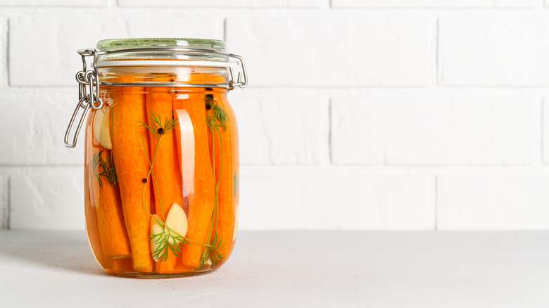 Carrots in a glass jar