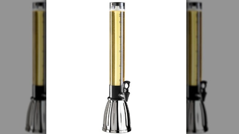 Beer tower on white background