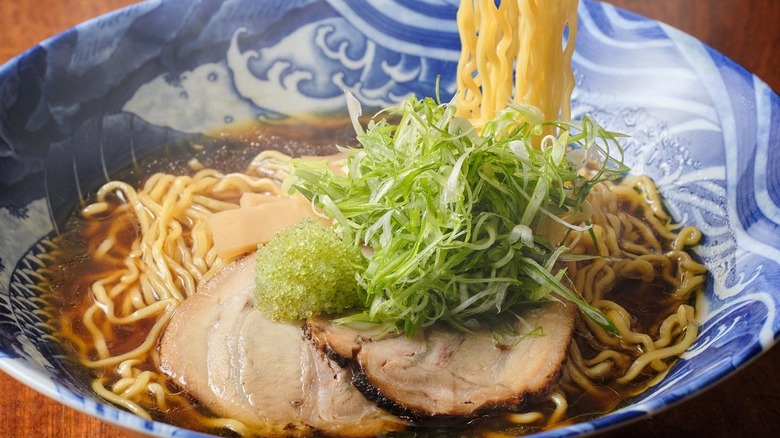 Ramen soup bowl with noodles