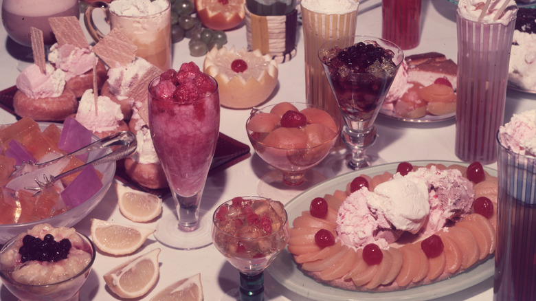 table full of desserts