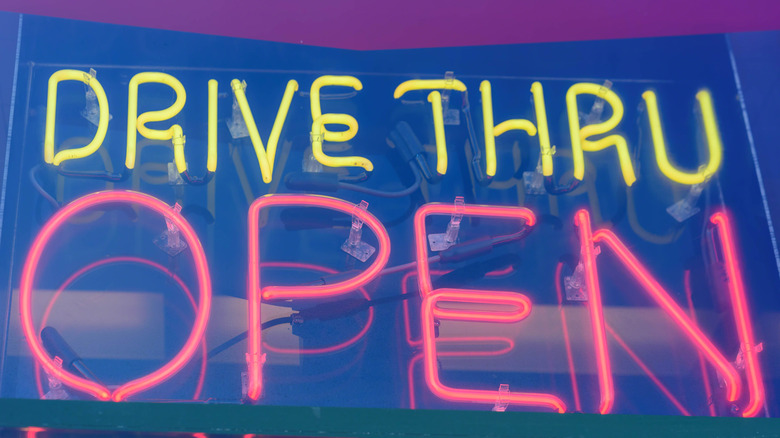 neon drive-thru sign