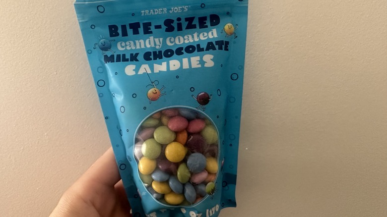 bag of candy coated chocolate candies