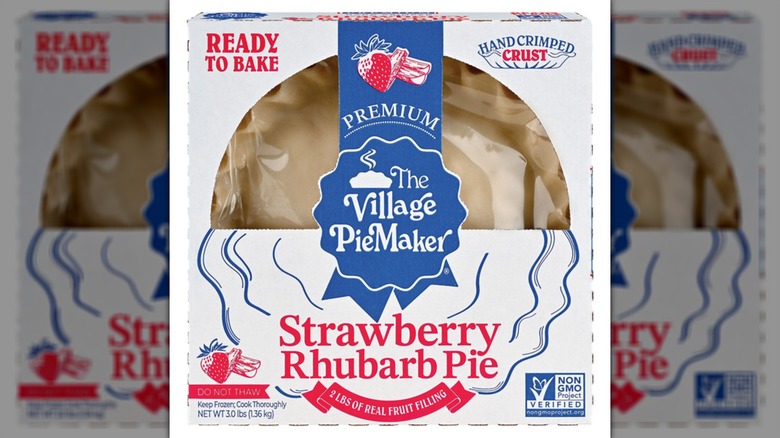 The Village Pie Maker Strawberry Rhubarb Premium Pie on a white background