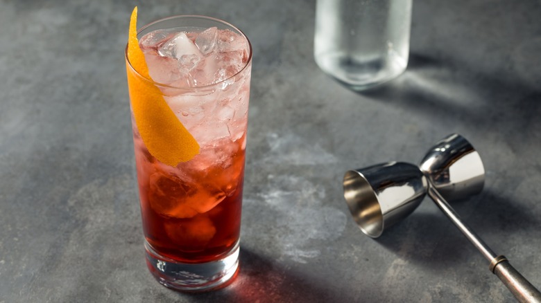 An Americano cocktail with a jigger