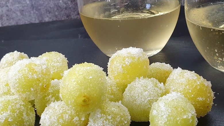 Champagne soaked grapes coated in sugar