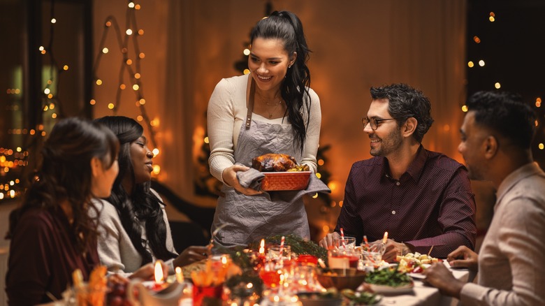 Group of friends at a dinner party
