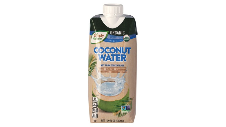 A box of Simply Nature Organic Coconut Water