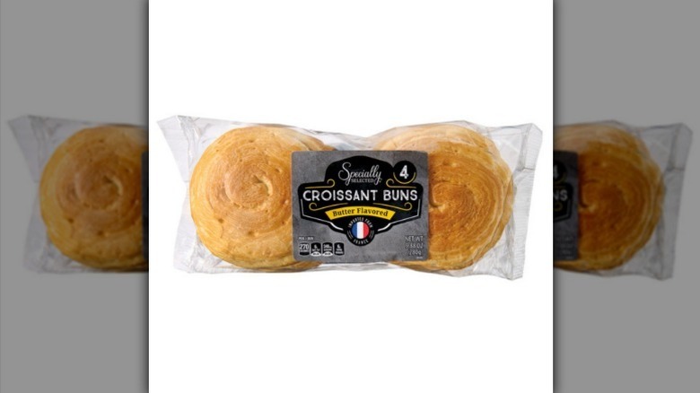 Croissant buns on white background