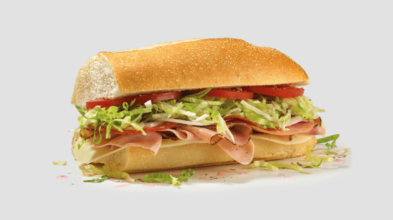 Jersey Mike's Original Italian sub against beige background.