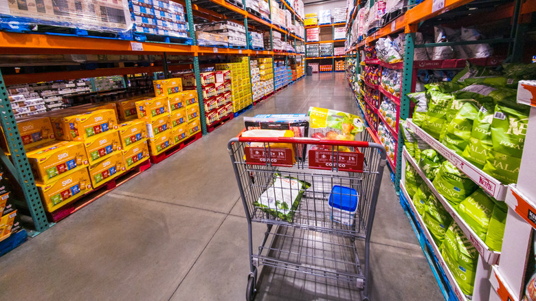 Sam's Club snack aisle with cart