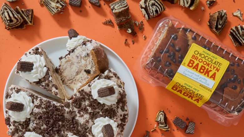 Trader Joes Chocolate Babka with plate of cake