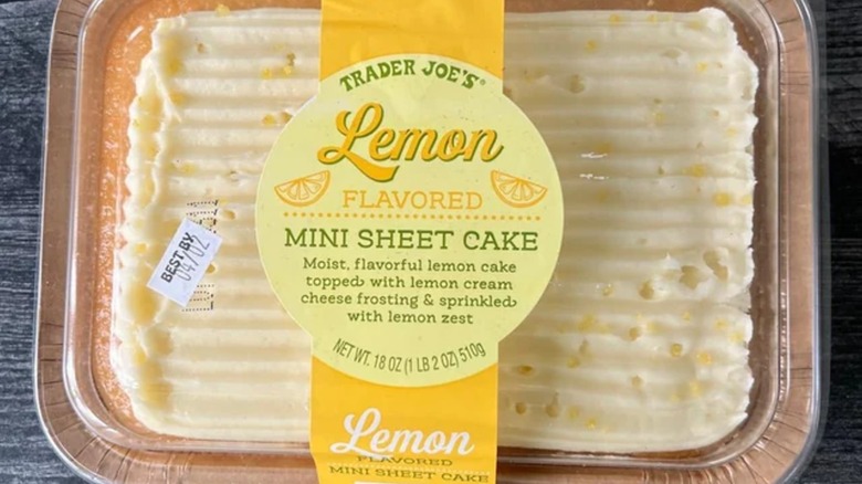 Package of Trader Joes Mini Lemon Sheet Cake