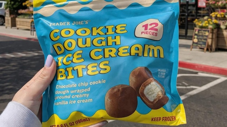 Bag of Trader Joes Cookie Dough Ice Cream Bites