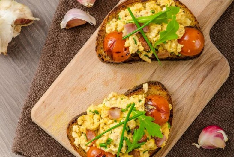 Open-Faced Scrambled Egg Sandwich With Spinach and Feta
