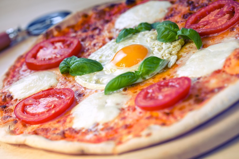 Pizza Margherita with a Poached Egg