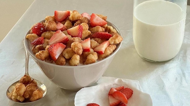 croissant cereal with strawberries