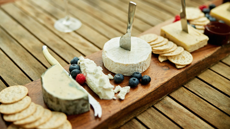 Cheese board with crackers