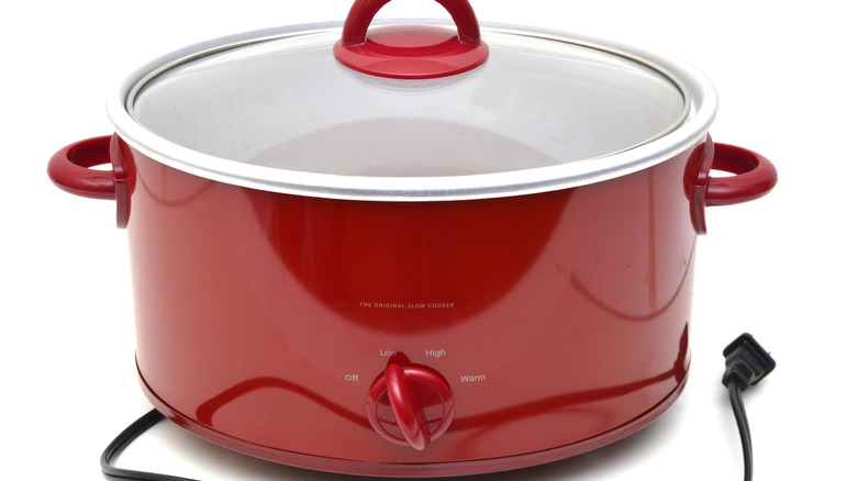 Electric red slow cooker